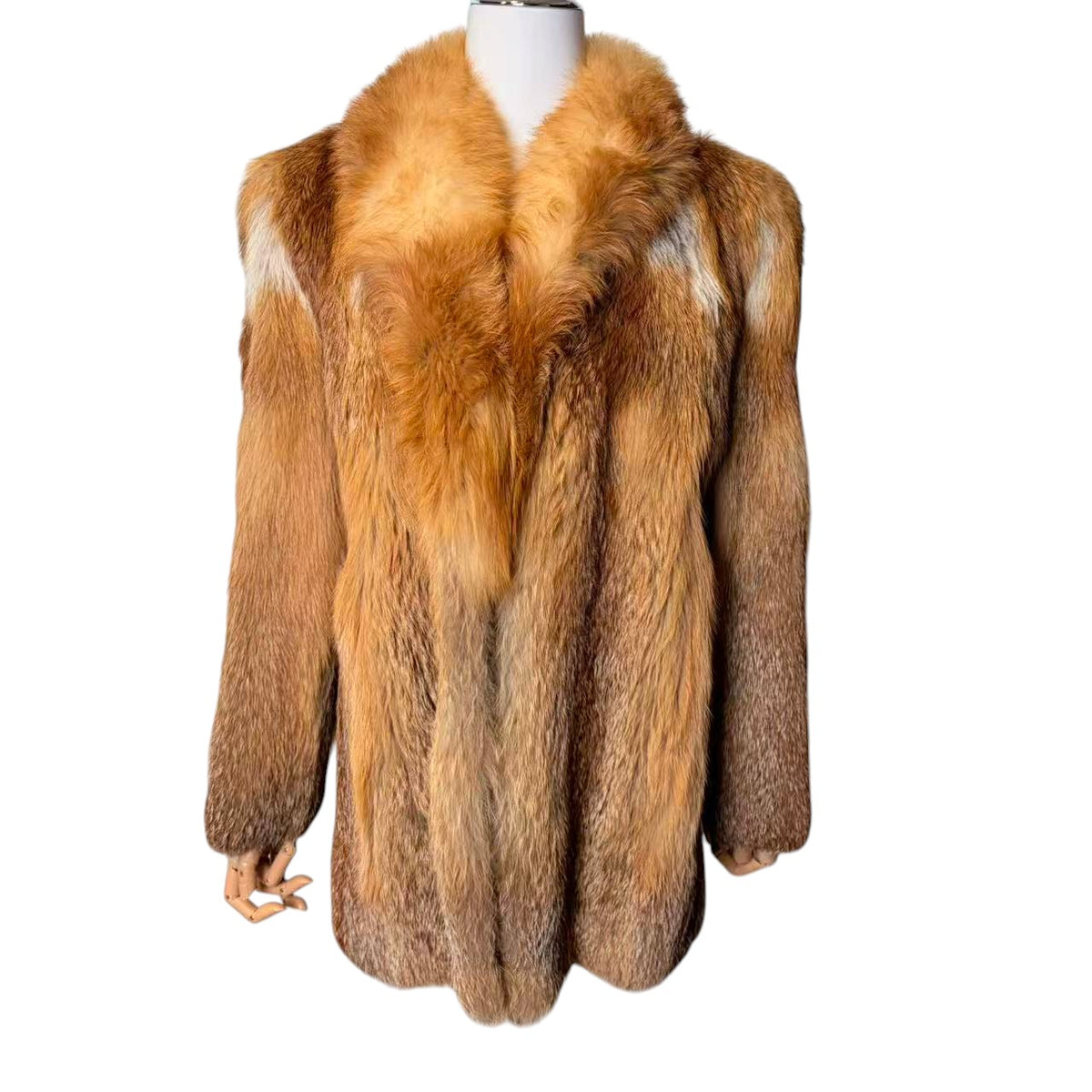 ROTINY RED FOX FUR COAT GRADATION LUXURIOUS VINTAGE SIZE M JAPAN - 26-299 image 1