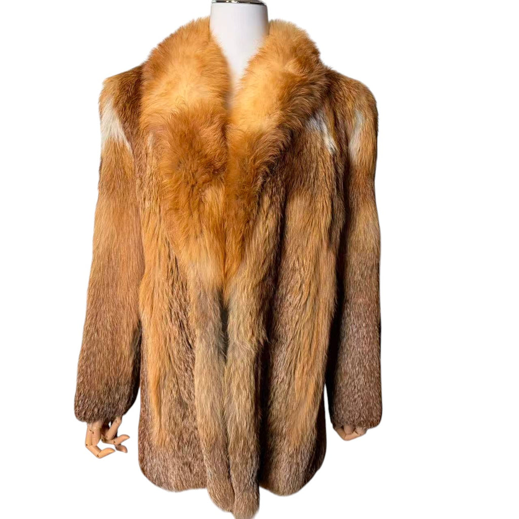 ROTINY RED FOX FUR COAT GRADATION LUXURIOUS VINTAGE SIZE M JAPAN - 26-299 image 2