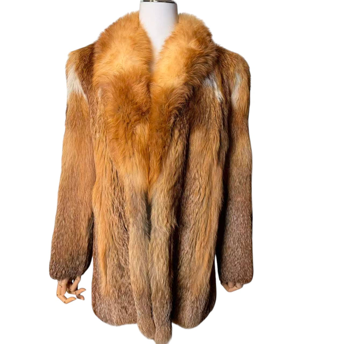 ROTINY RED FOX FUR COAT GRADATION LUXURIOUS VINTAGE SIZE M JAPAN - 26-299 image 2