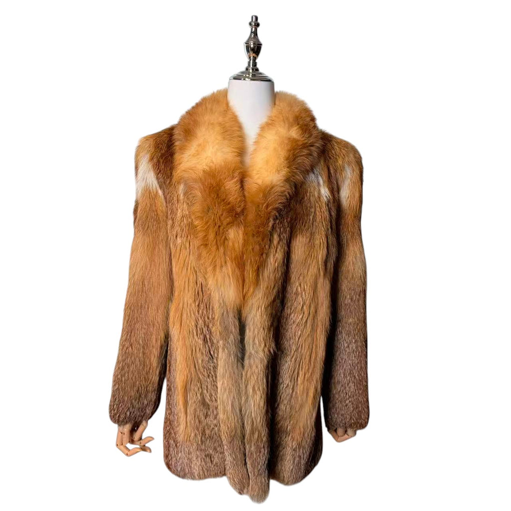 ROTINY RED FOX FUR COAT GRADATION LUXURIOUS VINTAGE SIZE M JAPAN - 26-299 image 3