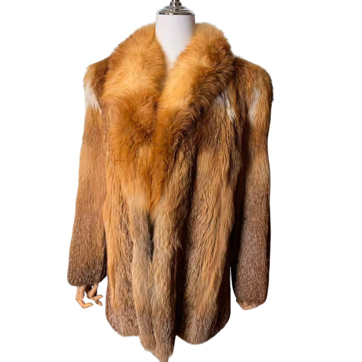 ROTINY RED FOX FUR COAT GRADATION LUXURIOUS VINTAGE SIZE M JAPAN - 26-299 image 4
