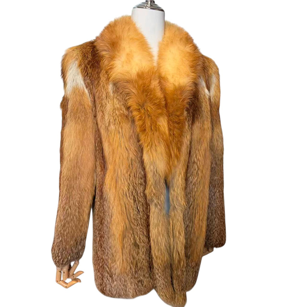 ROTINY RED FOX FUR COAT GRADATION LUXURIOUS VINTAGE SIZE M JAPAN - 26-299 image 7