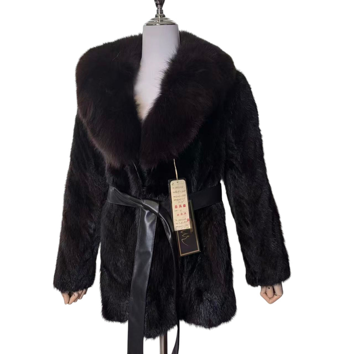 VINTAGE W/TAGS MINK FUR COAT SHAWL COLLAR BROWN SIZE M JAPAN - 26-302 image 1