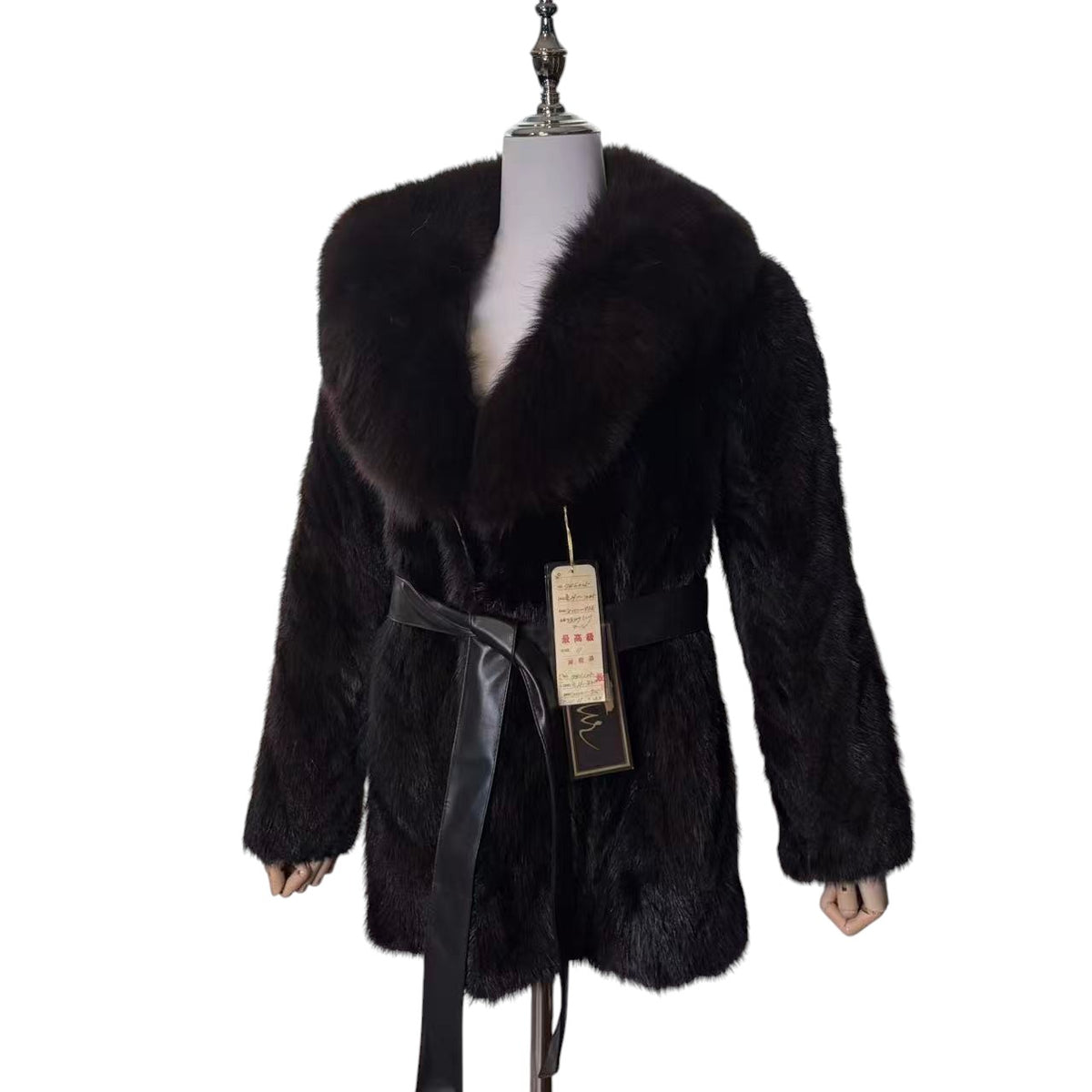 VINTAGE W/TAGS MINK FUR COAT SHAWL COLLAR BROWN SIZE M JAPAN - 26-302 image 2