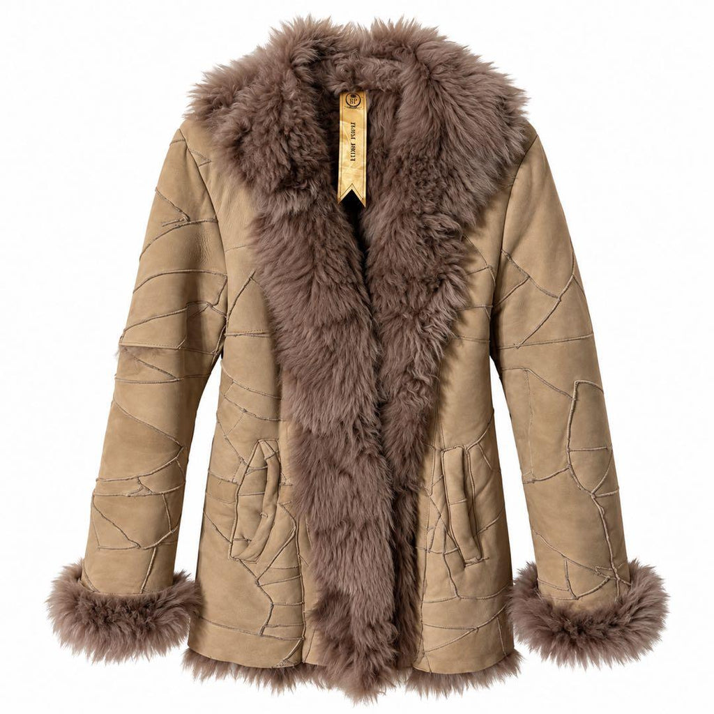 ROYAL PARTY REAL SHEEP LEATHER MOUTON COAT BROWN SIZE XS JAPAN - 26-304 image 1