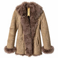 ROYAL PARTY REAL SHEEP LEATHER MOUTON COAT BROWN SIZE XS JAPAN - 26-304 image 1