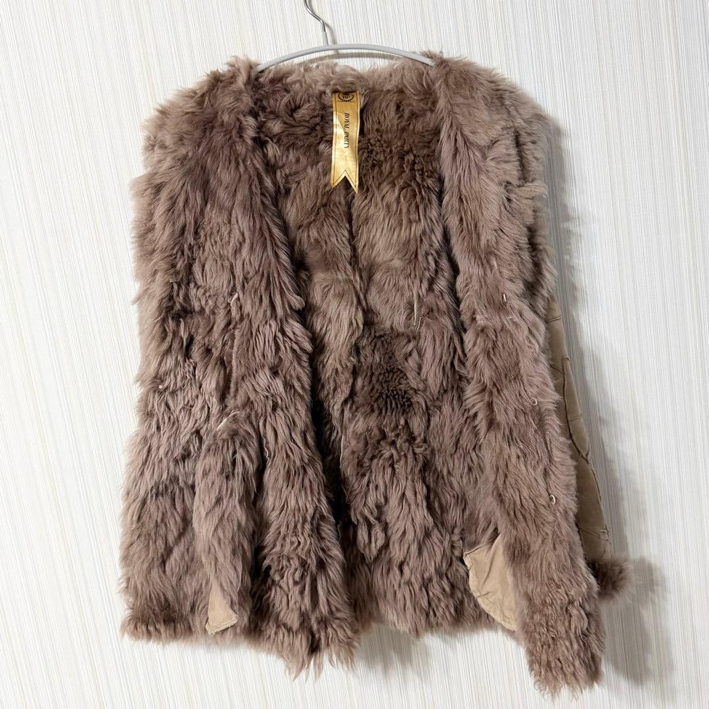 ROYAL PARTY REAL SHEEP LEATHER MOUTON COAT BROWN SIZE XS JAPAN - 26-304 image 4