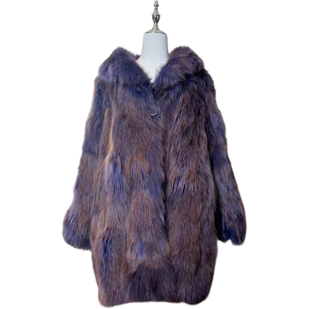 SOV. BLUE FOX REAL FUR COAT LUXURY PURPLE VIBRANT VOLUMINOUS M/L JAPAN - 26-305 image 3