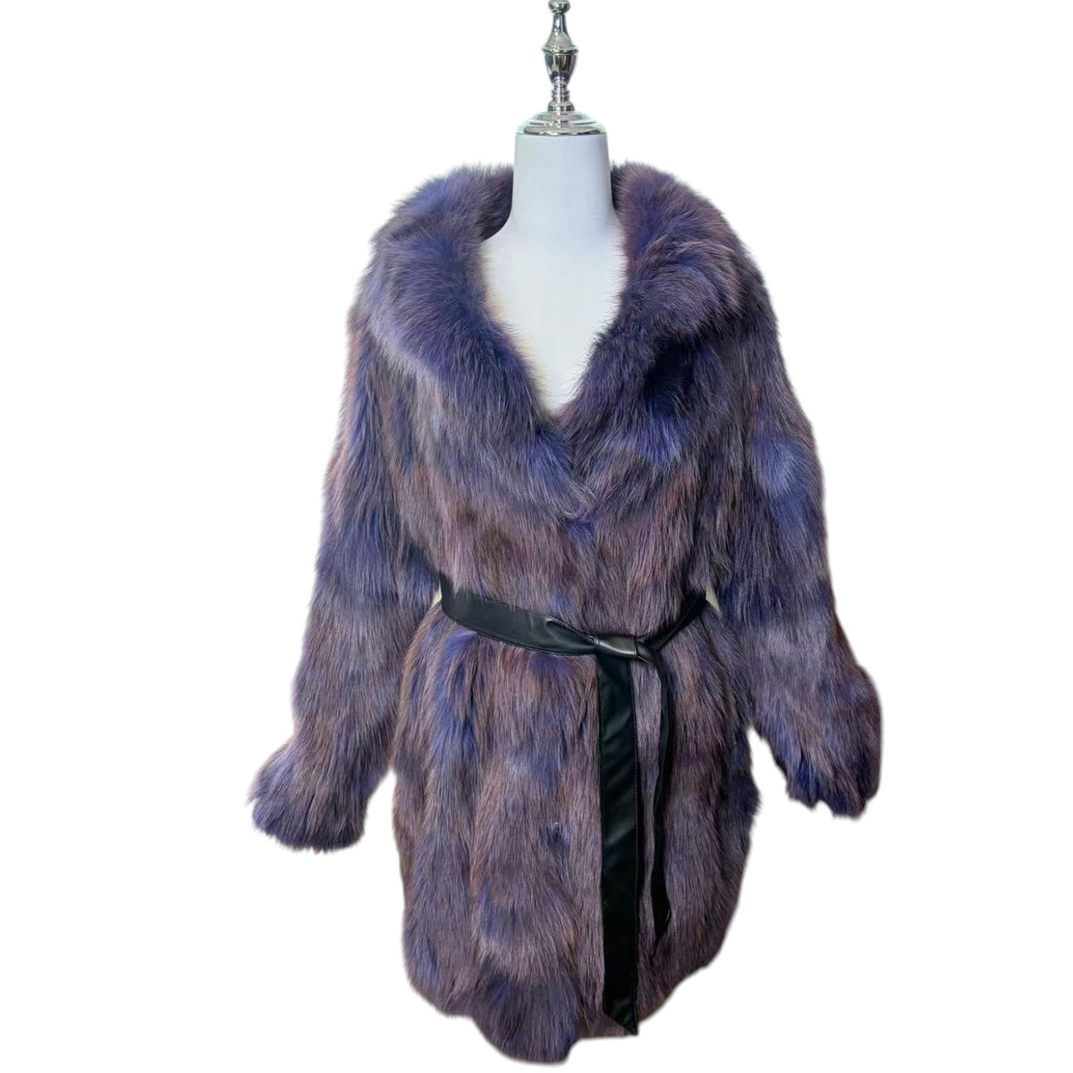 SOV. BLUE FOX REAL FUR COAT LUXURY PURPLE VIBRANT VOLUMINOUS M/L JAPAN - 26-305 image 4
