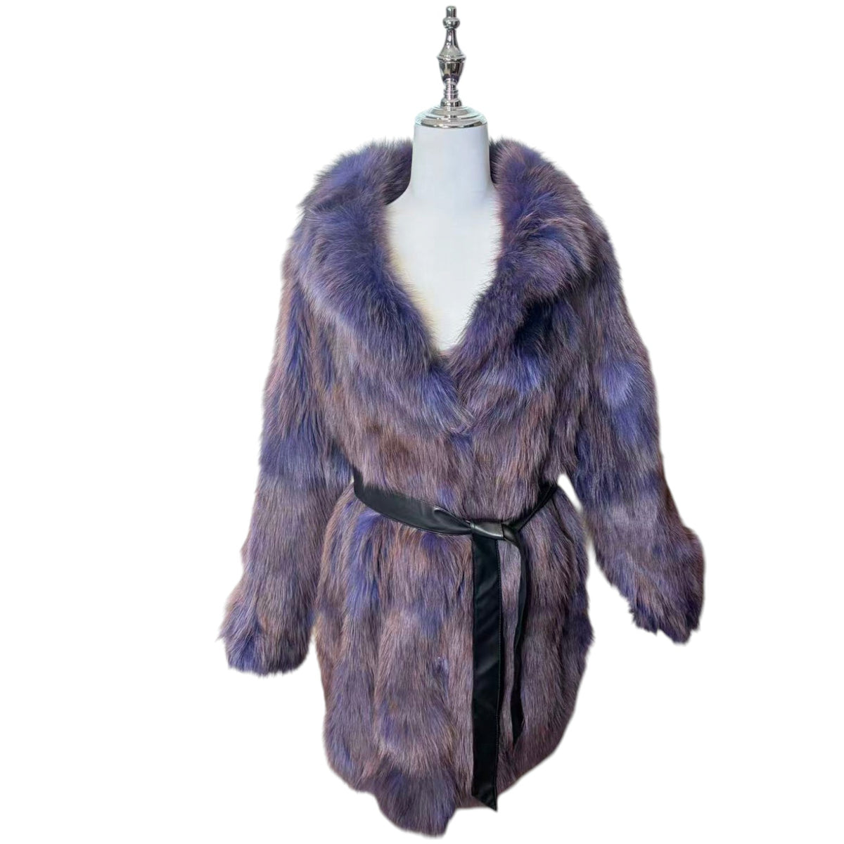 SOV. BLUE FOX REAL FUR COAT LUXURY PURPLE VIBRANT VOLUMINOUS M/L JAPAN - 26-305 image 5