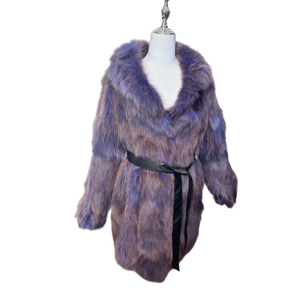 SOV. BLUE FOX REAL FUR COAT LUXURY PURPLE VIBRANT VOLUMINOUS M/L JAPAN - 26-305 image 6