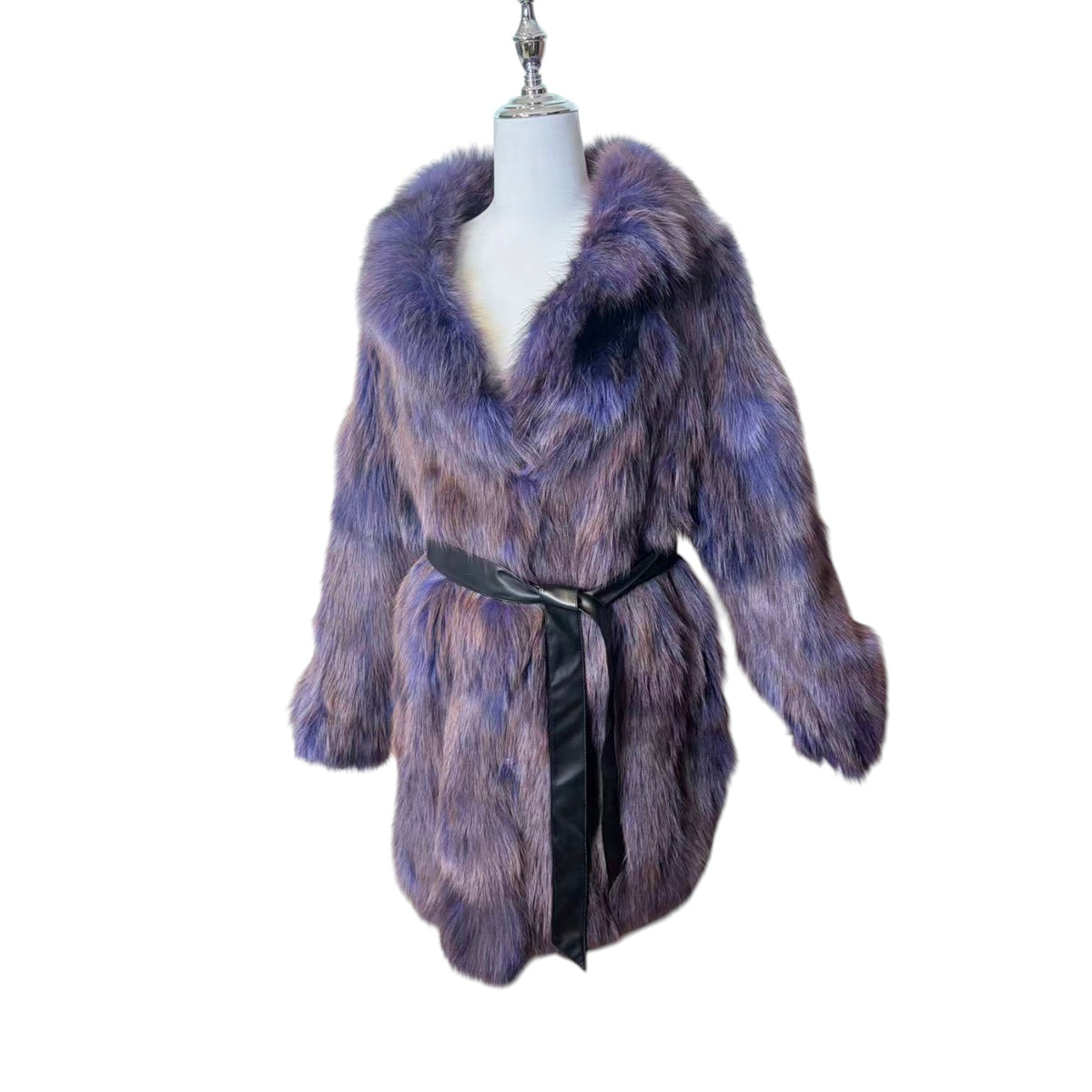 SOV. BLUE FOX REAL FUR COAT LUXURY PURPLE VIBRANT VOLUMINOUS M/L JAPAN - 26-305 image 7