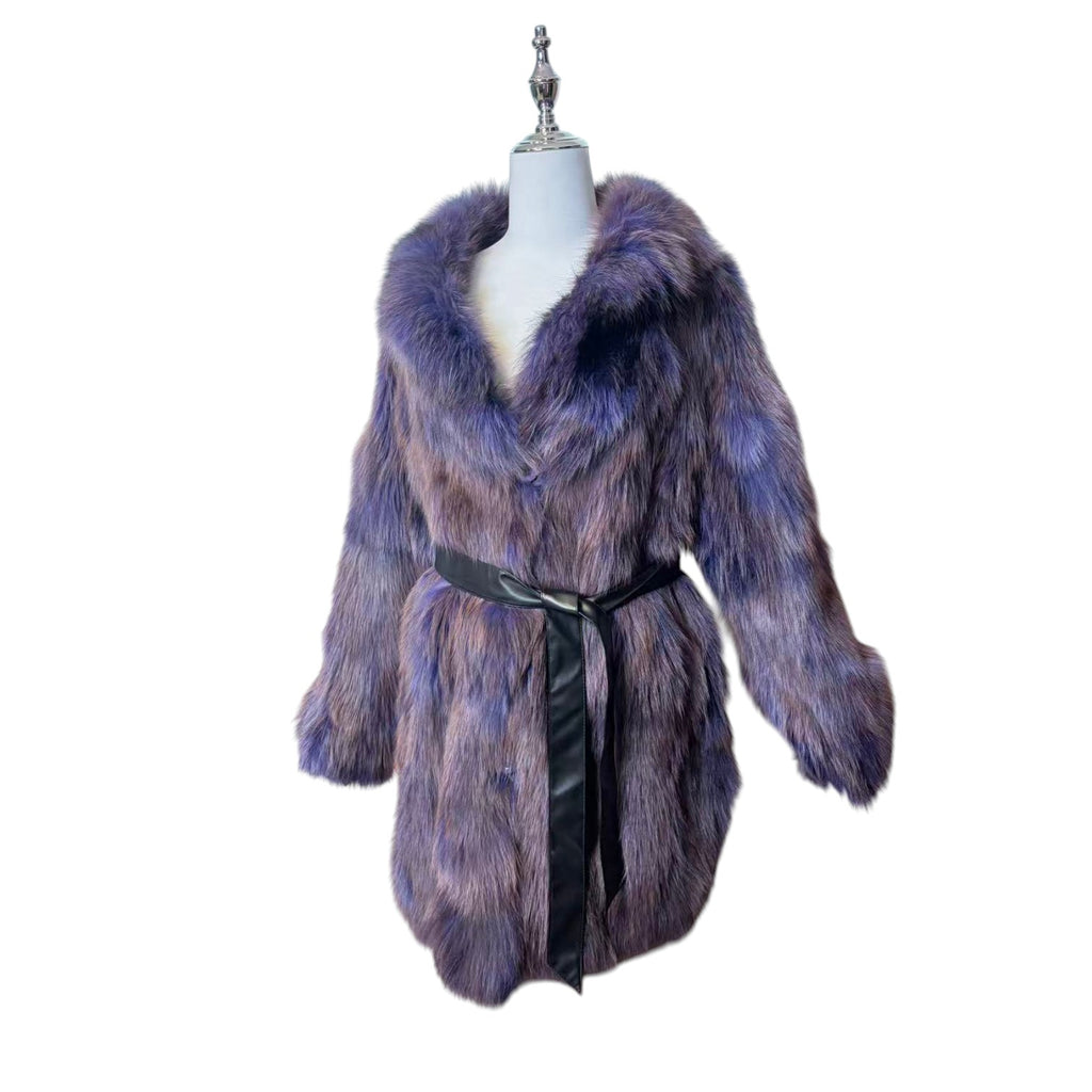 SOV. BLUE FOX REAL FUR COAT LUXURY PURPLE VIBRANT VOLUMINOUS M/L JAPAN - 26-305 image 8