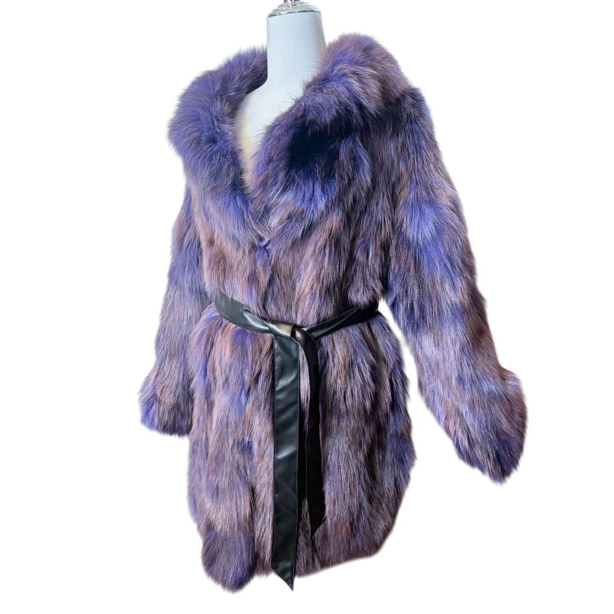 SOV. BLUE FOX REAL FUR COAT LUXURY PURPLE VIBRANT VOLUMINOUS M/L JAPAN - 26-305 image 9