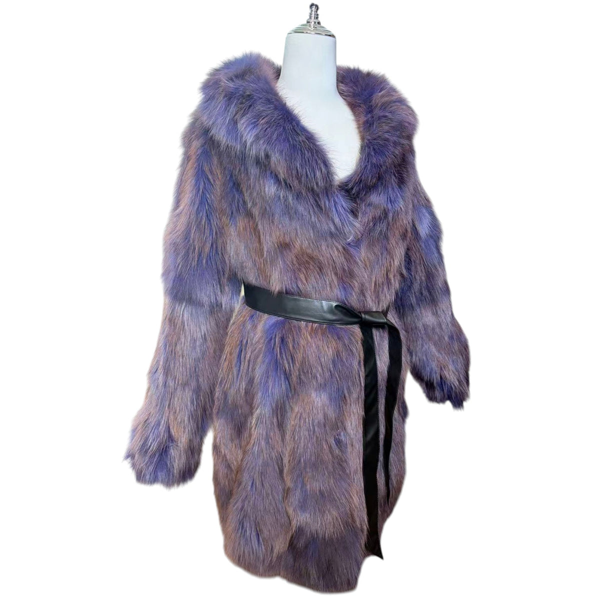 SOV. BLUE FOX REAL FUR COAT LUXURY PURPLE VIBRANT VOLUMINOUS M/L JAPAN - 26-305 image 10