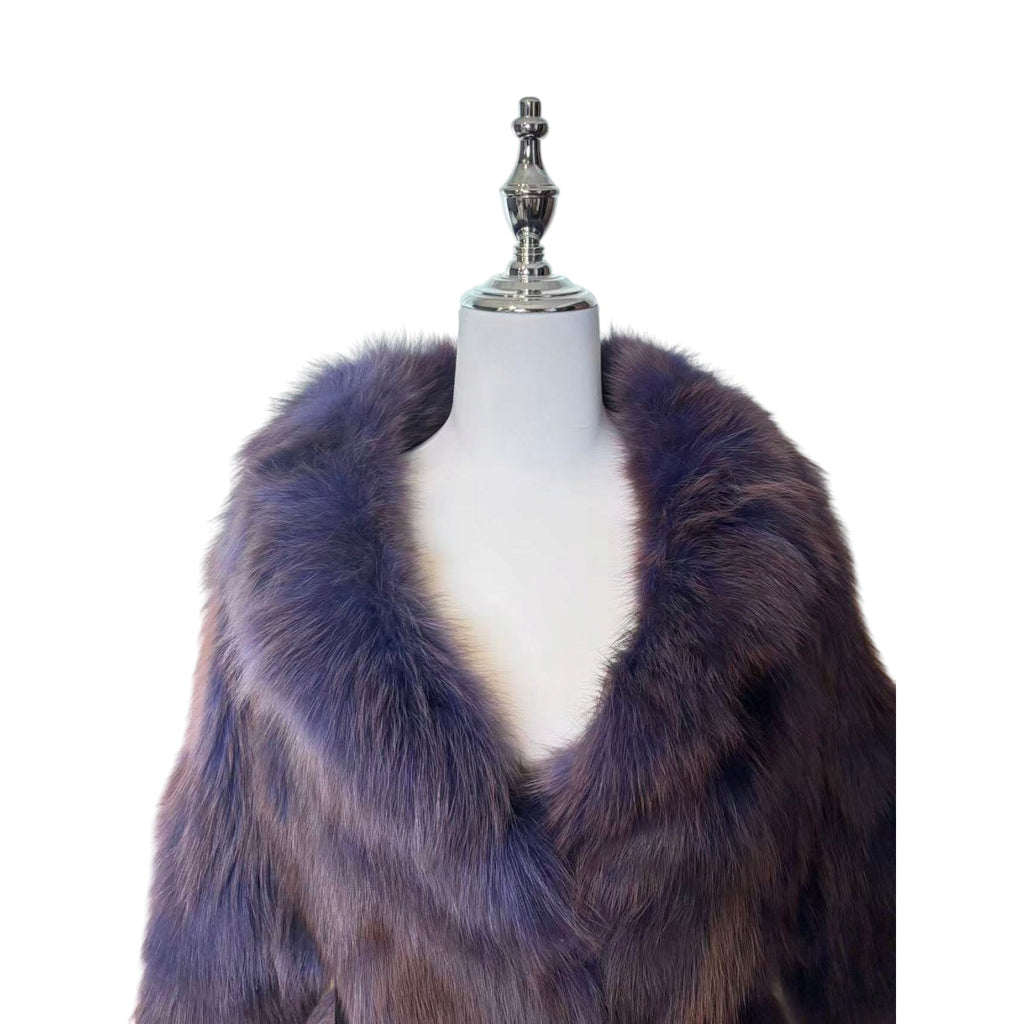 SOV. BLUE FOX REAL FUR COAT LUXURY PURPLE VIBRANT VOLUMINOUS M/L JAPAN - 26-305 image 11