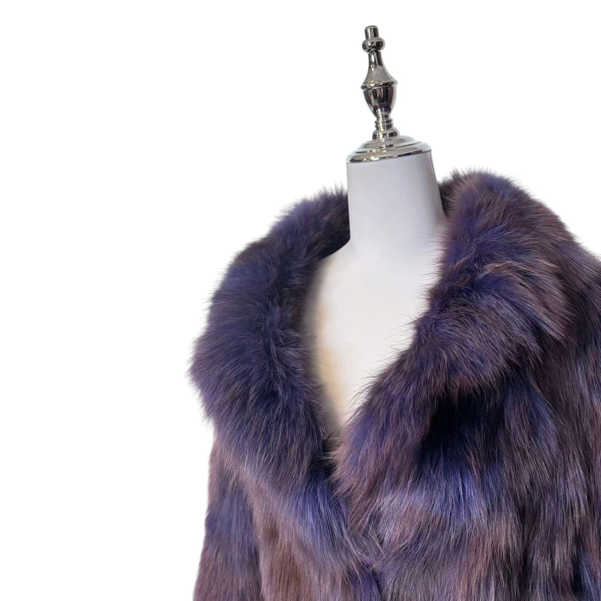 SOV. BLUE FOX REAL FUR COAT LUXURY PURPLE VIBRANT VOLUMINOUS M/L JAPAN - 26-305 image 12