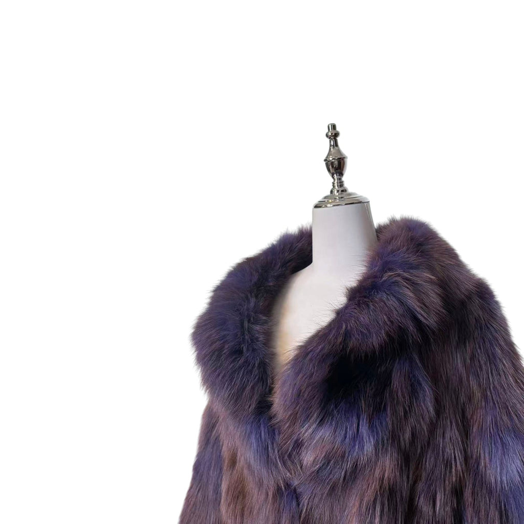 SOV. BLUE FOX REAL FUR COAT LUXURY PURPLE VIBRANT VOLUMINOUS M/L JAPAN - 26-305 image 13