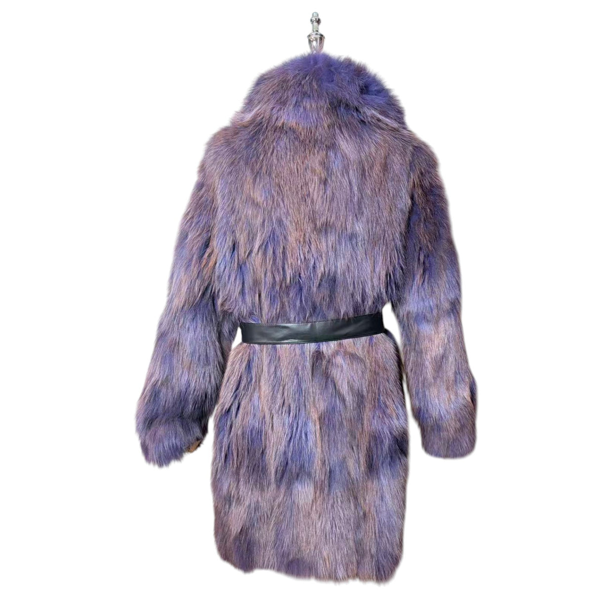 SOV. BLUE FOX REAL FUR COAT LUXURY PURPLE VIBRANT VOLUMINOUS M/L JAPAN - 26-305 image 15