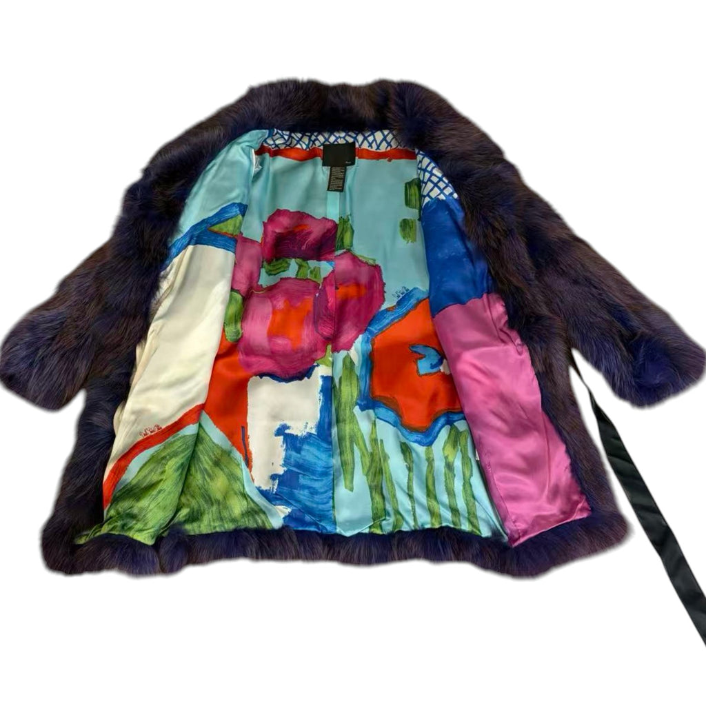 SOV. BLUE FOX REAL FUR COAT LUXURY PURPLE VIBRANT VOLUMINOUS M/L JAPAN - 26-305 image 16