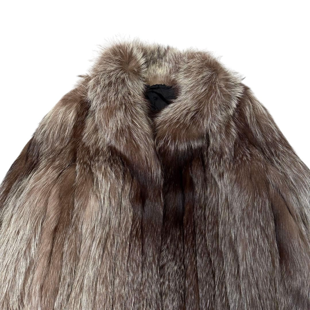 IEMURA SILVER BLU SILVER FOX REAL FUR COAT VOLUMINOUS SIZE L JAPAN - 26-306 image 3