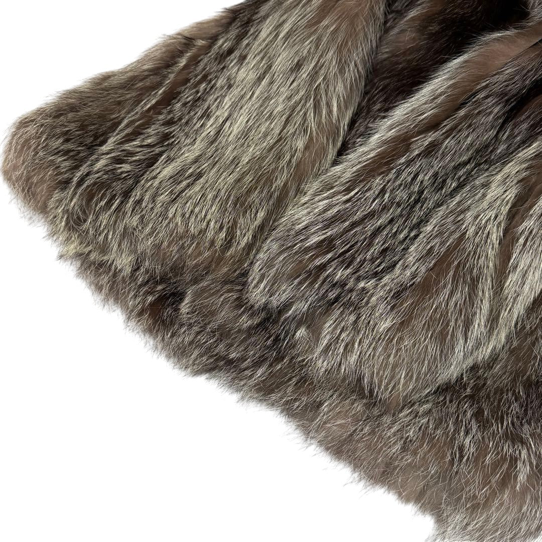 IEMURA SILVER BLU SILVER FOX REAL FUR COAT VOLUMINOUS SIZE L JAPAN - 26-306 image 5