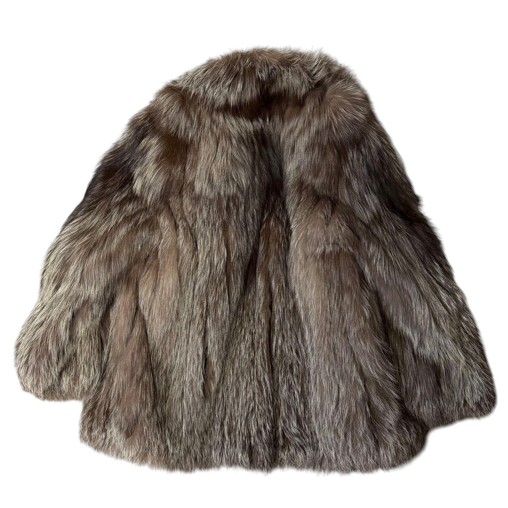 IEMURA SILVER BLU SILVER FOX REAL FUR COAT VOLUMINOUS SIZE L JAPAN - 26-306 image 6