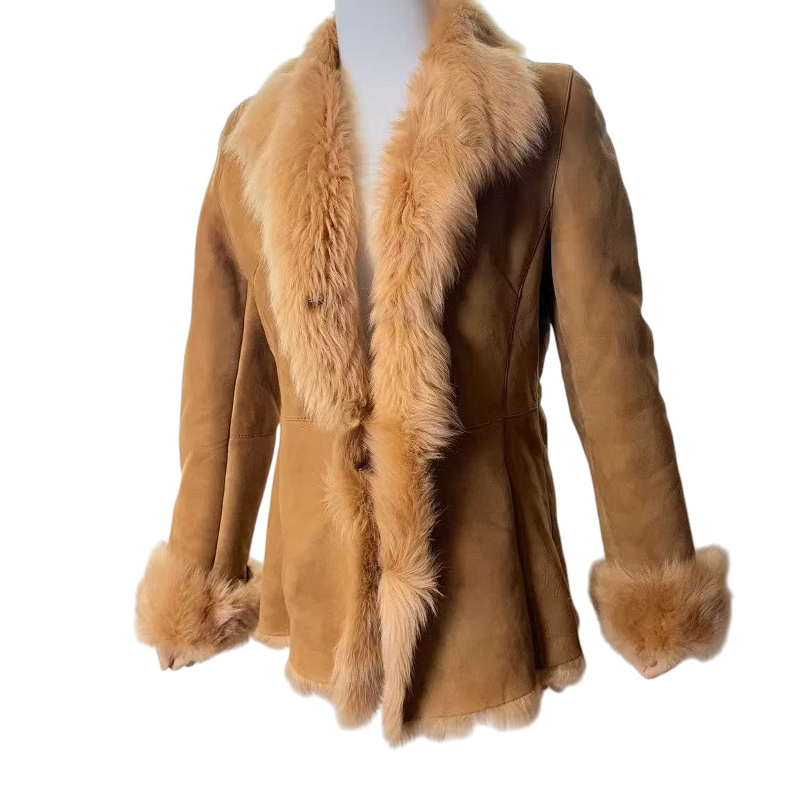 REAL SHEEP SUEDE MOUTON COAT SHEEPSKIN FUR BEIGE M FROM JAPAN - 26-309 image 6