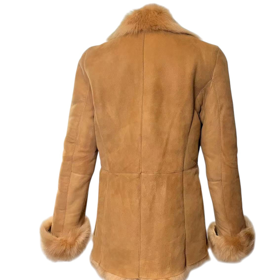 REAL SHEEP SUEDE MOUTON COAT SHEEPSKIN FUR BEIGE M FROM JAPAN - 26-309 image 7