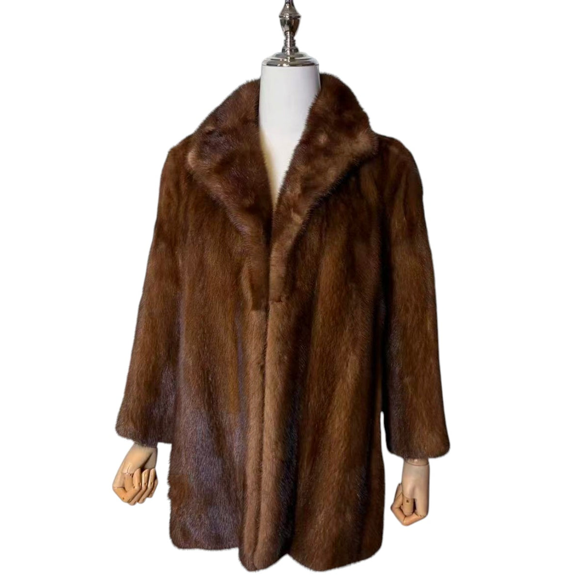 SAGA NERZ ECHT NERZ PELZ MANTEL BRAUN HALB JACKE GR S JAPAN - 26-311 image 3