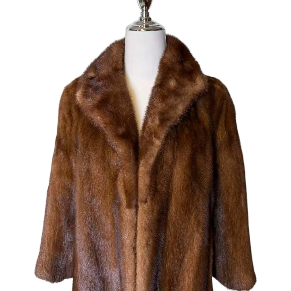 SAGA NERZ ECHT NERZ PELZ MANTEL BRAUN HALB JACKE GR S JAPAN - 26-311 image 5
