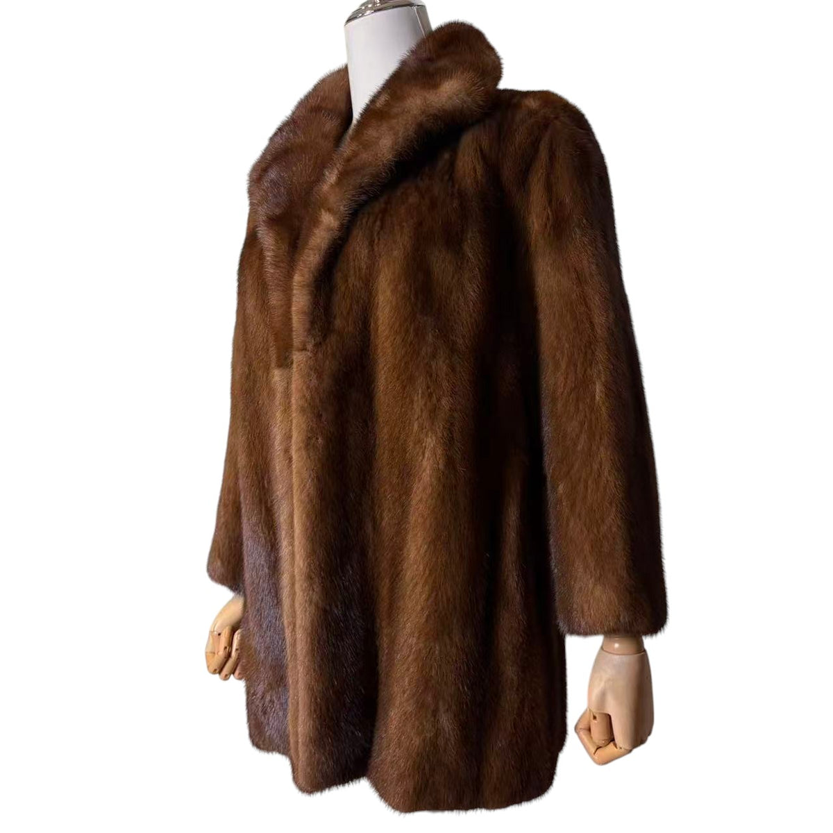 SAGA NERZ ECHT NERZ PELZ MANTEL BRAUN HALB JACKE GR S JAPAN - 26-311 image 6