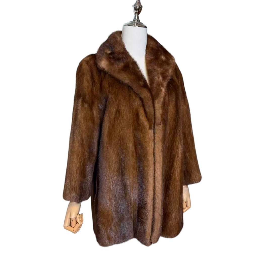 SAGA NERZ ECHT NERZ PELZ MANTEL BRAUN HALB JACKE GR S JAPAN - 26-311 image 7