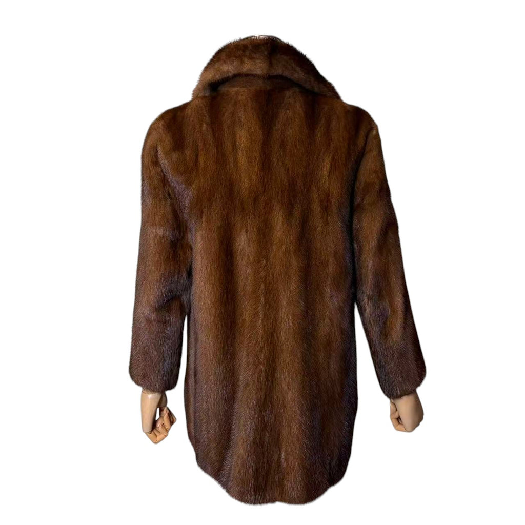 SAGA NERZ ECHT NERZ PELZ MANTEL BRAUN HALB JACKE GR S JAPAN - 26-311 image 9
