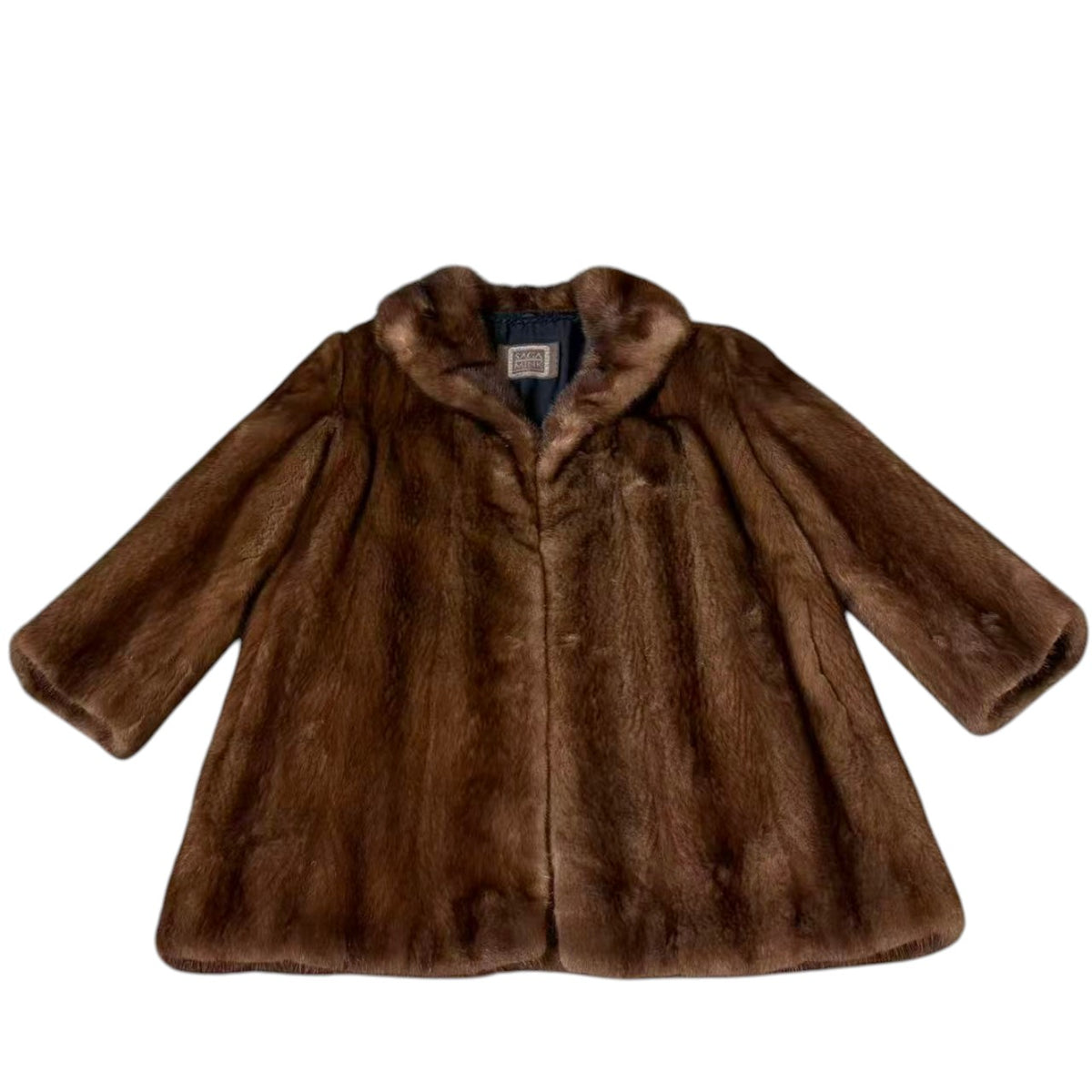 SAGA NERZ ECHT NERZ PELZ MANTEL BRAUN HALB JACKE GR S JAPAN - 26-311 image 10