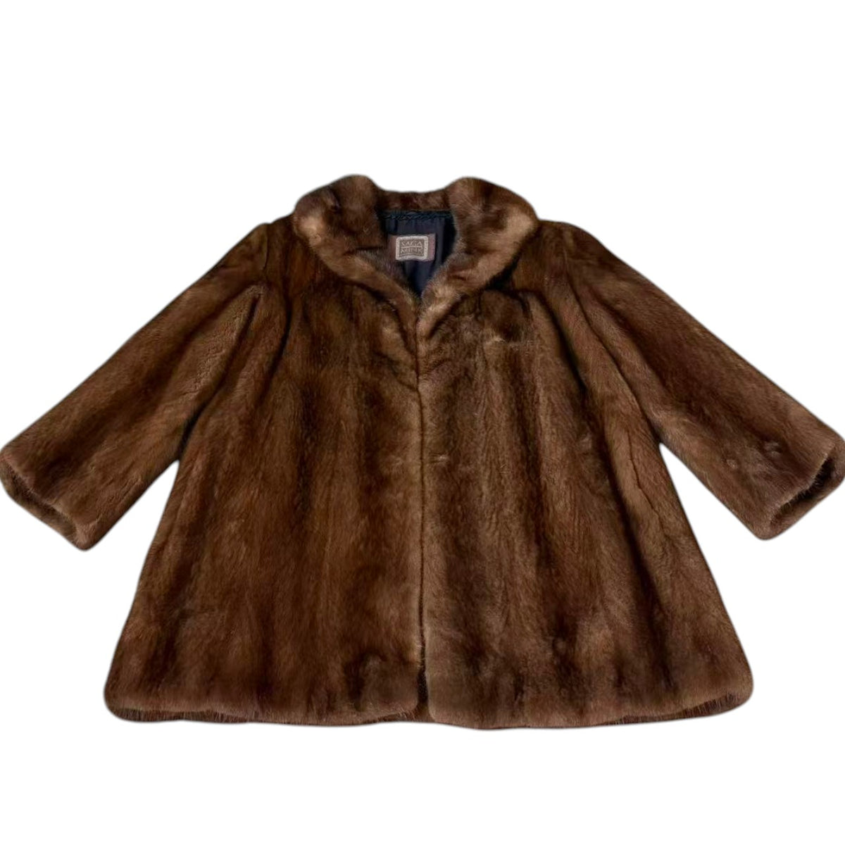 SAGA NERZ ECHT NERZ PELZ MANTEL BRAUN HALB JACKE GR S JAPAN - 26-311 image 12