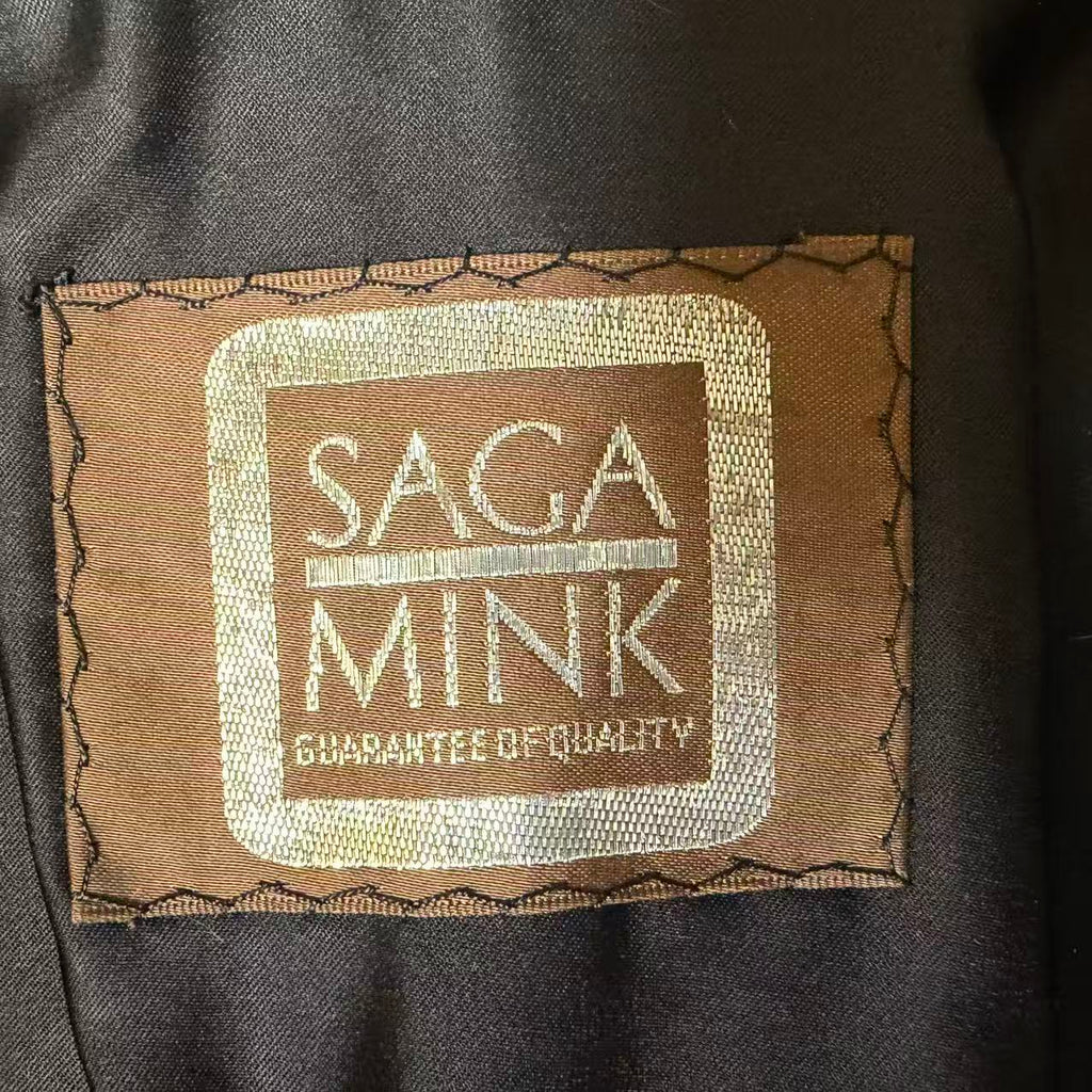 SAGA NERZ ECHT NERZ PELZ MANTEL BRAUN HALB JACKE GR S JAPAN - 26-311 image 15