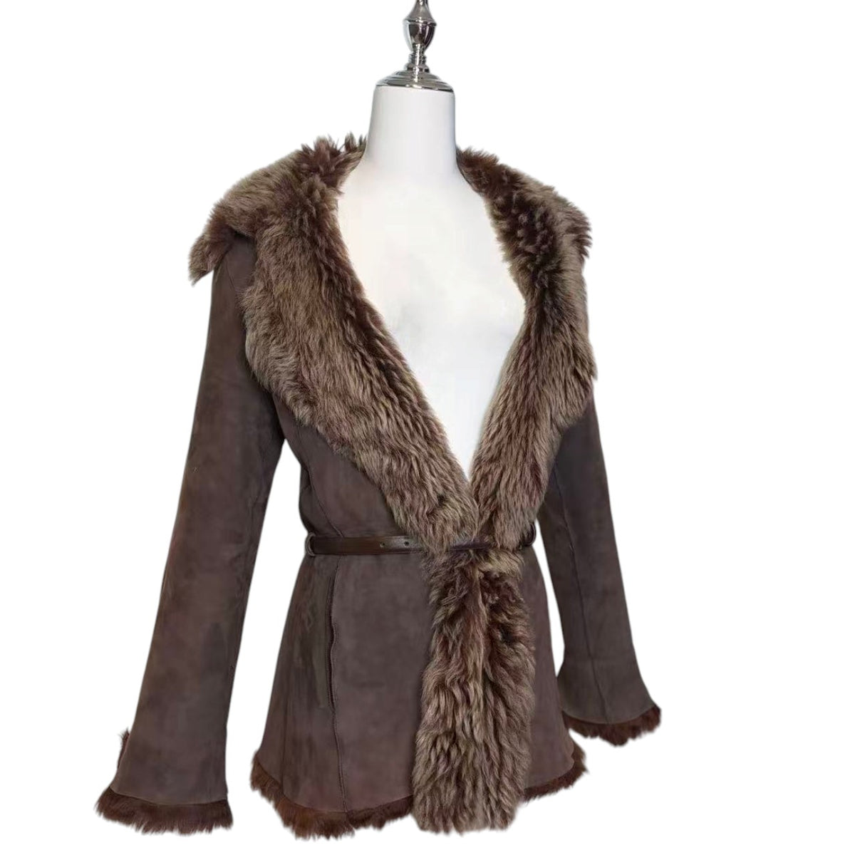 JOHN PRESTON ITALIAN SHEEPSKIN MOUTON COAT BROWN SIZE L - 26-312 image 2