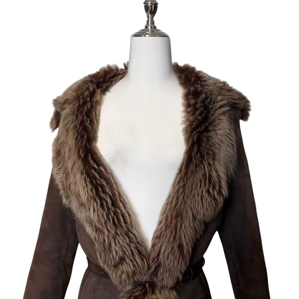 JOHN PRESTON ITALIAN SHEEPSKIN MOUTON COAT BROWN SIZE L - 26-312 image 4