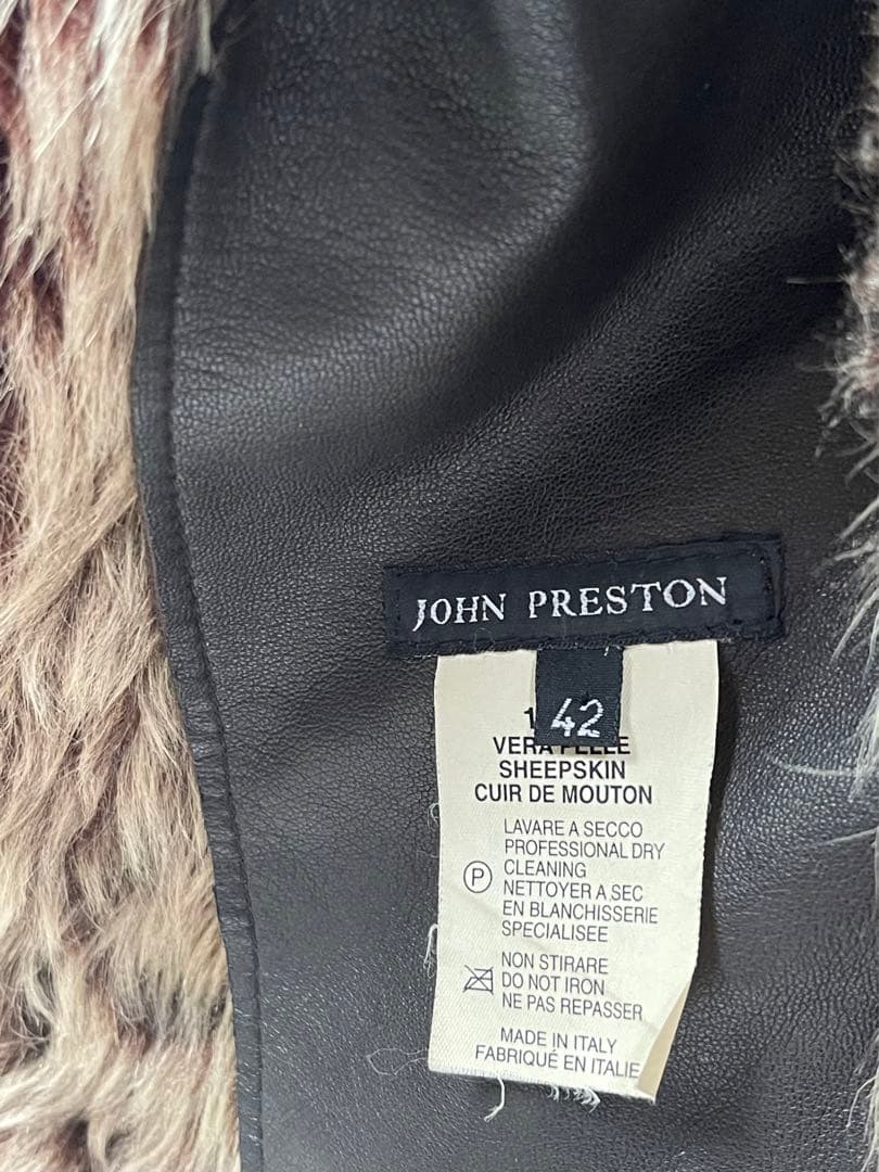 JOHN PRESTON ITALIAN SHEEPSKIN MOUTON COAT BROWN SIZE L - 26-312 image 10