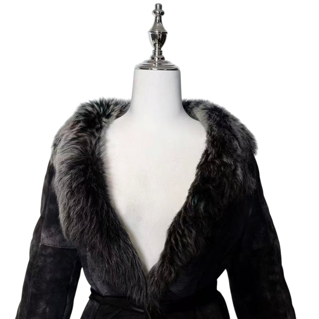 TREND CLIPS REAL SHEEP LEATHER MOUTON COAT GREY SIZE L - 26-314 image 5