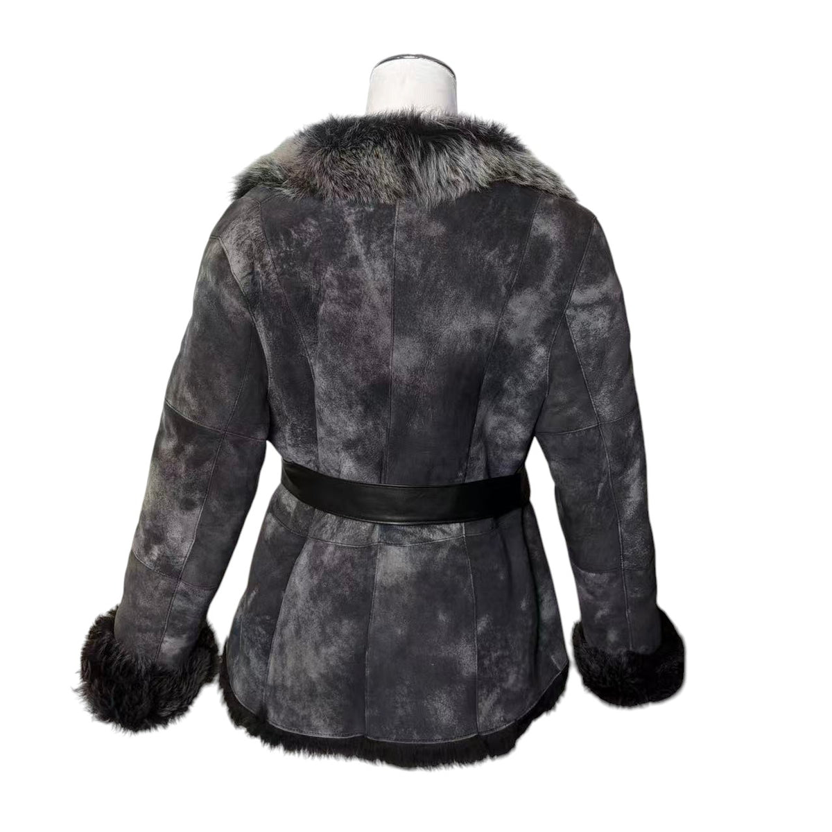TREND CLIPS REAL SHEEP LEATHER MOUTON COAT GREY SIZE L - 26-314 image 6