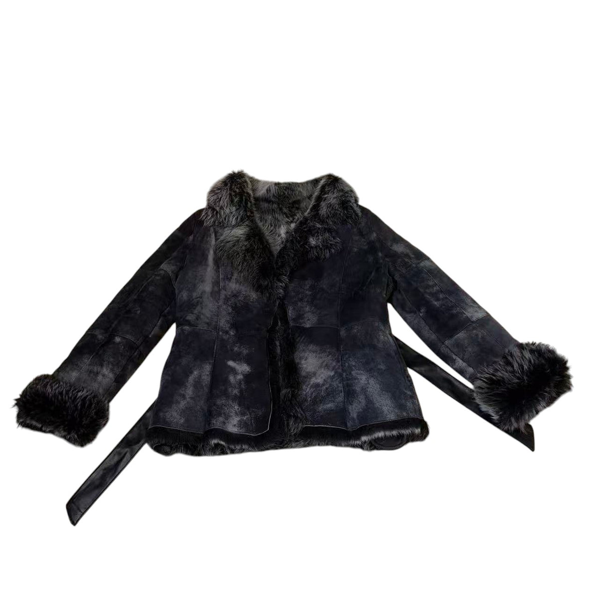 TREND CLIPS REAL SHEEP LEATHER MOUTON COAT GREY SIZE L - 26-314 image 7