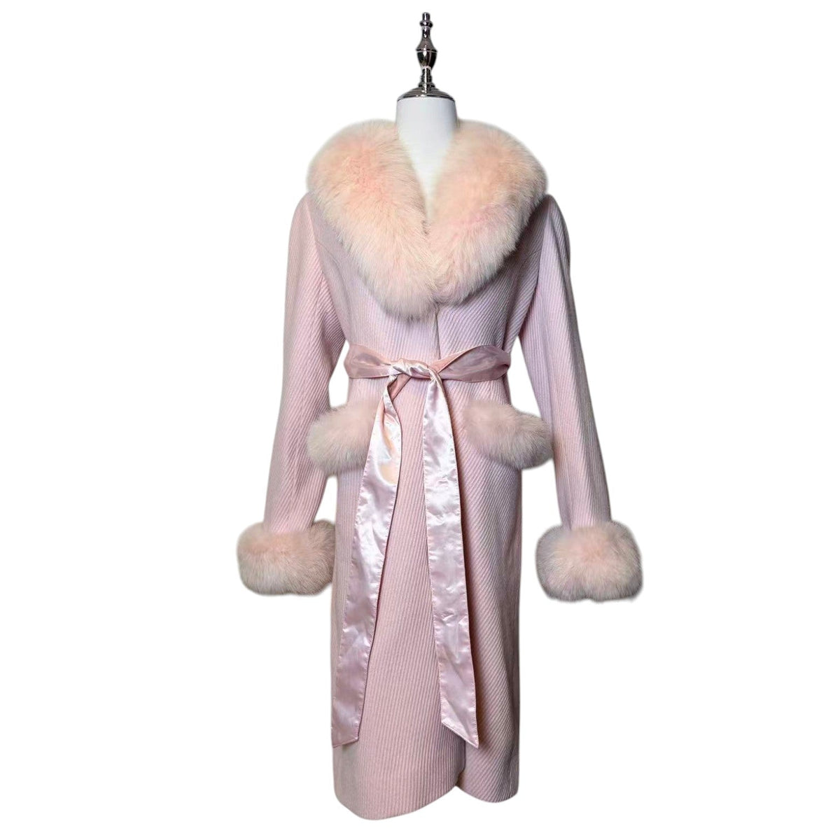 MILLER PINK FOX FUR TRIM WOOL COAT JACKET SIZE S FROM JAPAN image 2