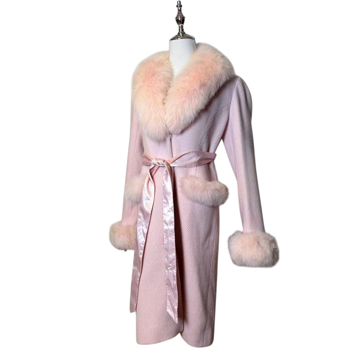 MILLER PINK FOX FUR TRIM WOOL COAT JACKET SIZE S FROM JAPAN image 4