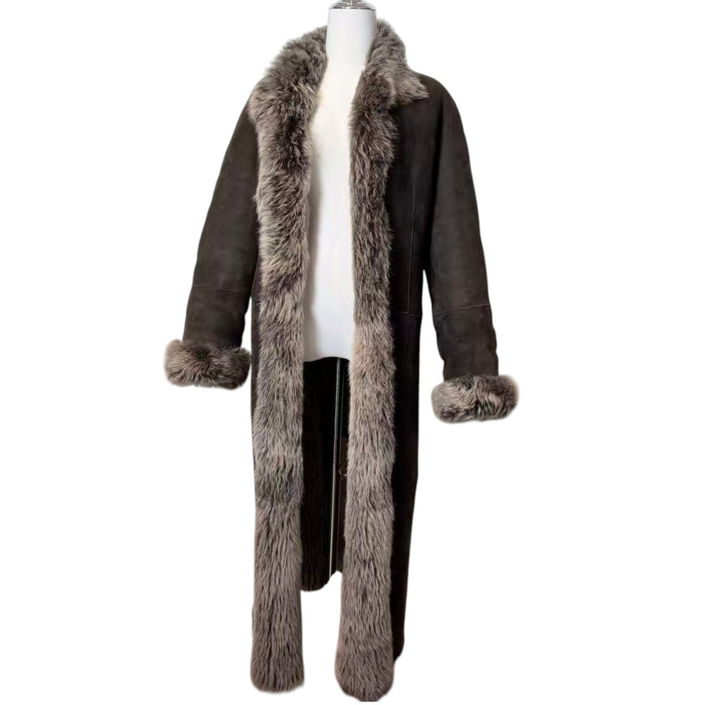 DKNY LONG SHEARLING REAL FUR COAT JACKET BROWN SIZE M FROM JAPAN image 5