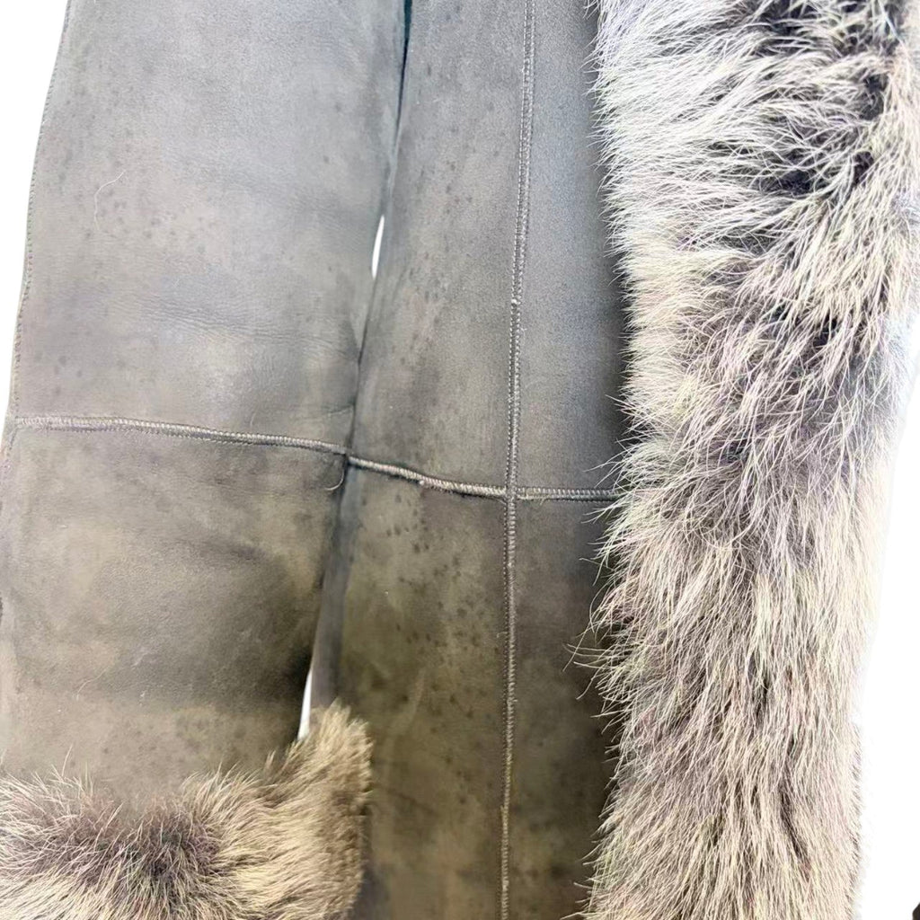 DKNY LONG SHEARLING REAL FUR COAT JACKET BROWN SIZE M FROM JAPAN image 7