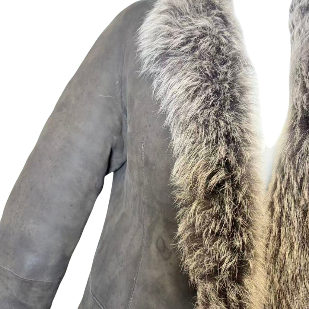 DKNY LONG SHEARLING REAL FUR COAT JACKET BROWN SIZE M FROM JAPAN image 8