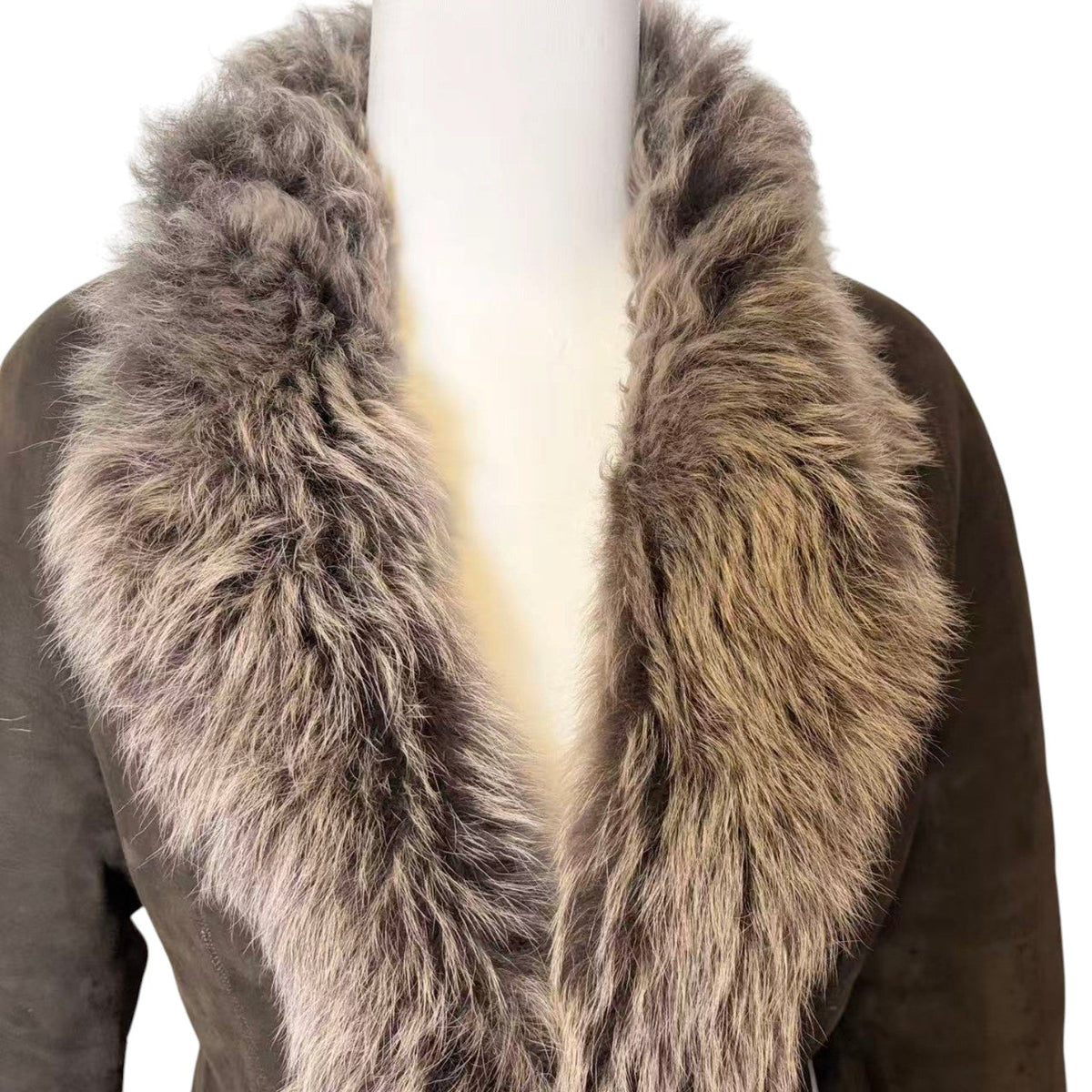 DKNY LONG SHEARLING REAL FUR COAT JACKET BROWN SIZE M FROM JAPAN image 9