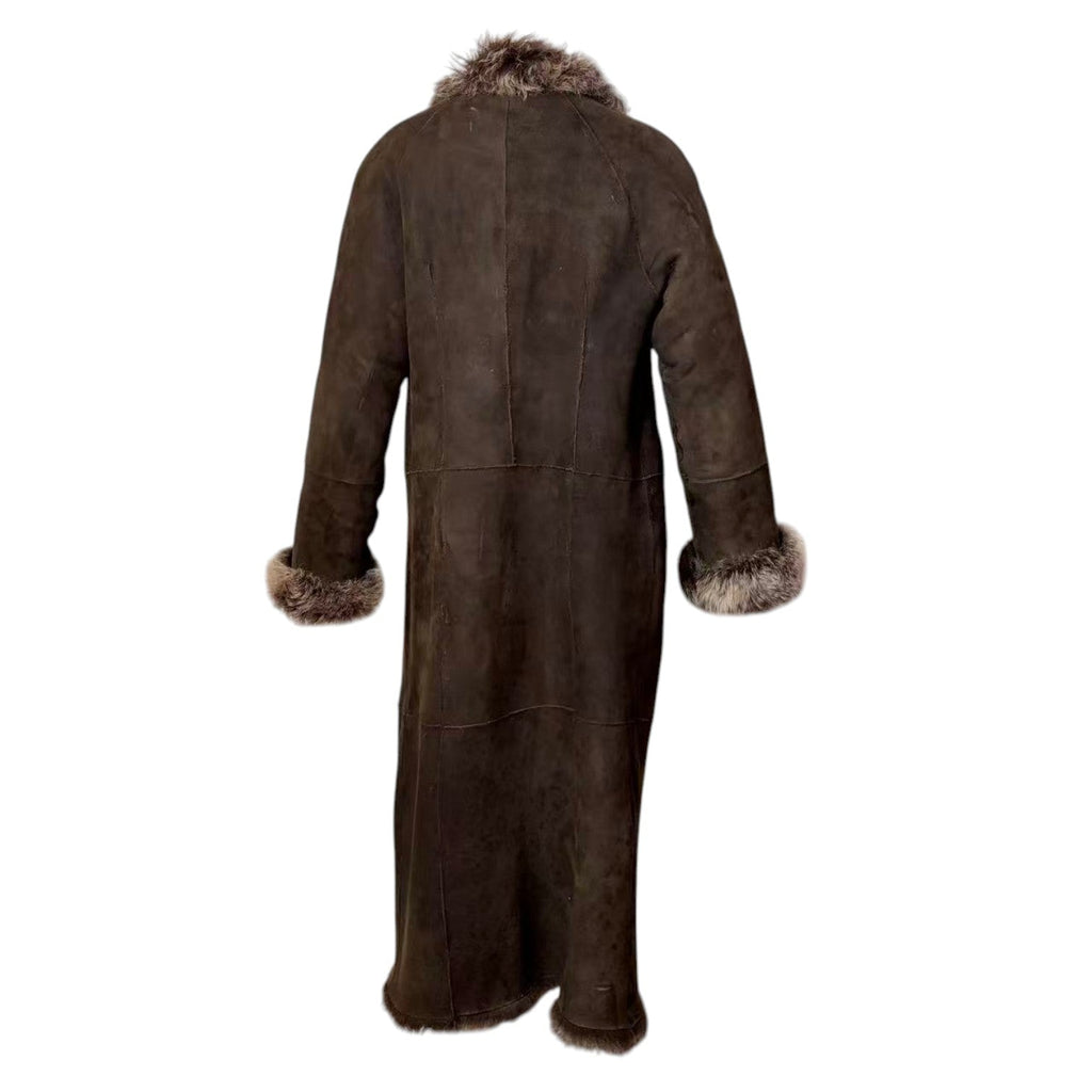 DKNY LONG SHEARLING REAL FUR COAT JACKET BROWN SIZE M FROM JAPAN image 13